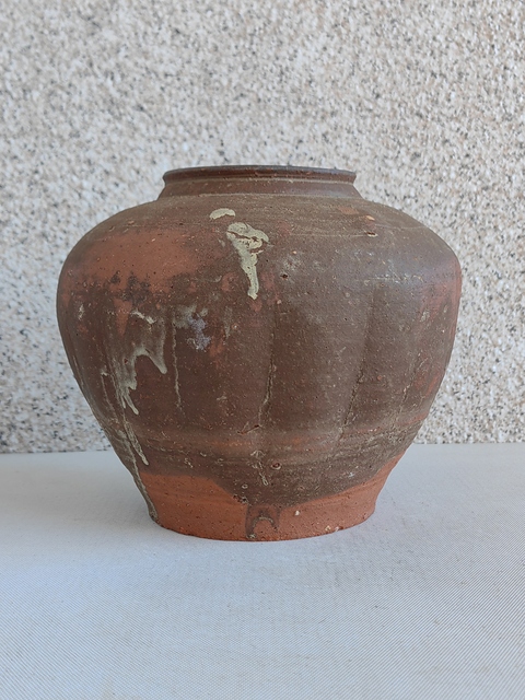 古玩陶瓷褐釉瓜楞罐拍賣，當(dāng)前價(jià)格480元