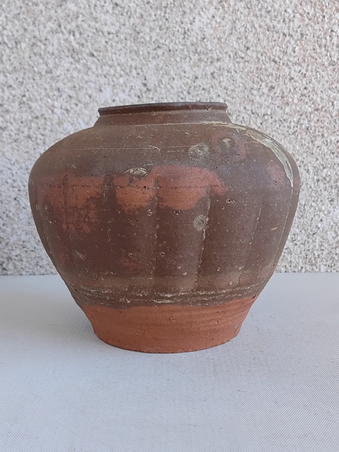古玩陶瓷褐釉瓜楞罐拍賣，當(dāng)前價(jià)格480元