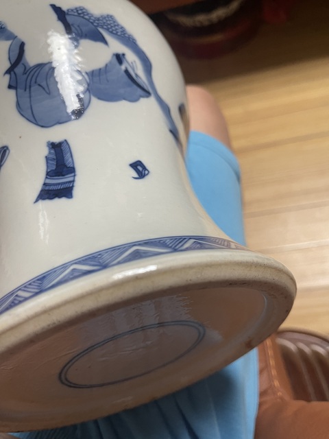 古玩陶瓷人物紋青花鳳尾尊標本真品鑒賞圖