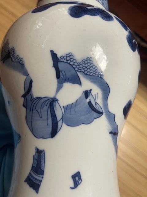 古玩陶瓷人物紋青花鳳尾尊標本真品鑒賞圖