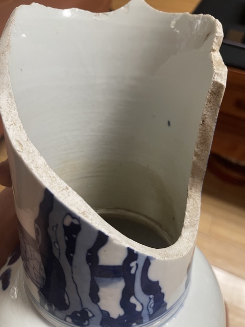 古玩陶瓷人物紋青花鳳尾尊標本真品鑒賞圖