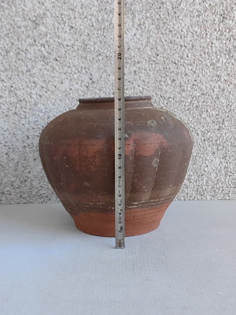 古玩陶瓷褐釉瓜楞罐拍賣，當(dāng)前價(jià)格480元