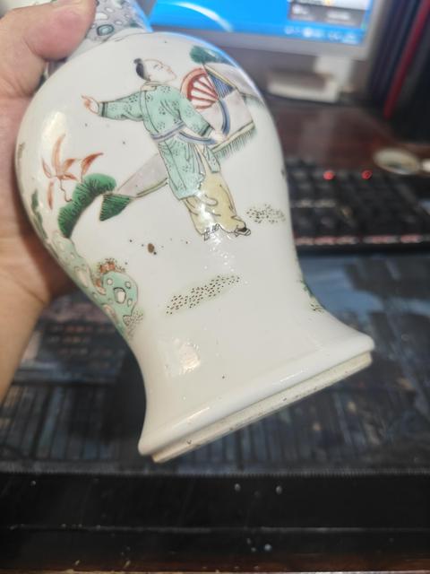 古玩陶瓷五彩人物故事紋花觚真品鑒賞圖