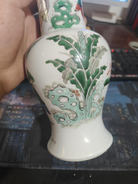 古玩陶瓷五彩人物故事紋花觚真品鑒賞圖