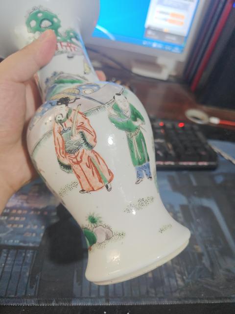 古玩陶瓷五彩人物故事紋花觚真品鑒賞圖