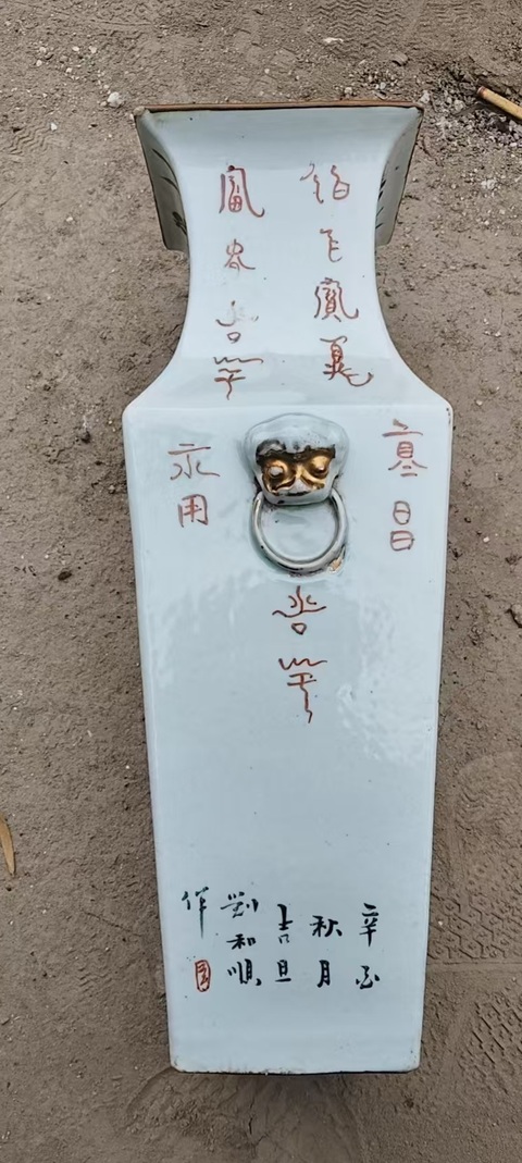 古玩陶瓷花卉紋雙鋪首瓶真品鑒賞圖