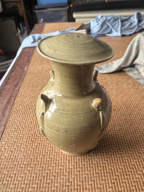 古玩陶瓷將樂窯青釉多角蓋罐真品鑒賞圖