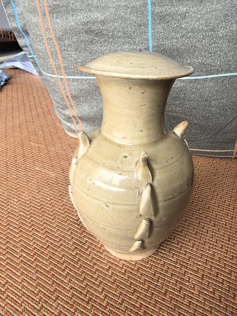 古玩陶瓷將樂窯青釉多角蓋罐真品鑒賞圖