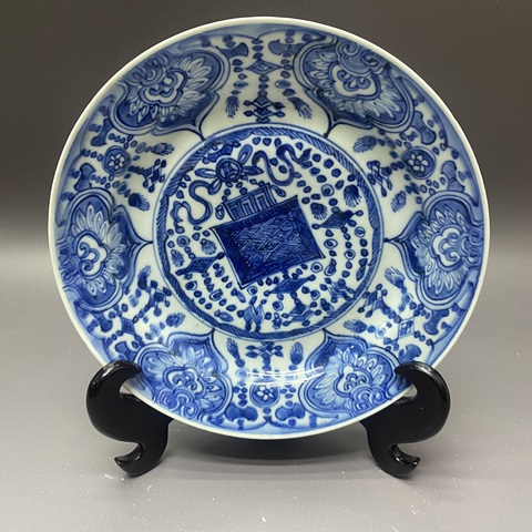 古玩陶瓷晚明青花盤真品鑒賞圖