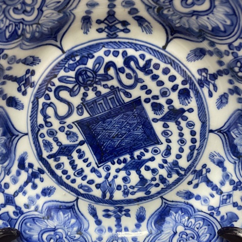 古玩陶瓷晚明青花盤真品鑒賞圖