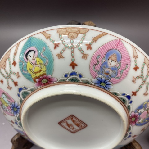 古玩陶瓷土默特右翼旗款七珍八寶粉彩盤真品鑒賞圖