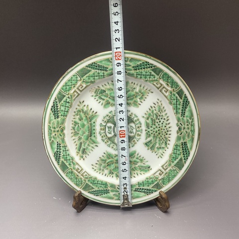 古玩陶瓷菲茨修紋綠彩盤真品鑒賞圖