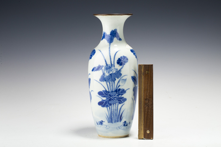 古玩陶瓷清晚·青花滿池嬌紋瓶真品鑒賞圖