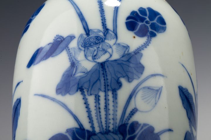 古玩陶瓷清晚·青花滿池嬌紋瓶真品鑒賞圖