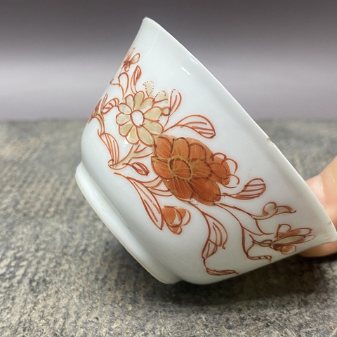 古玩陶瓷礬紅描金杯真品鑒賞圖