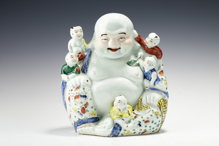 古玩陶瓷民國(guó)·粉彩五子登科彌勒佛坐像拍賣,當(dāng)前價(jià)格4536元