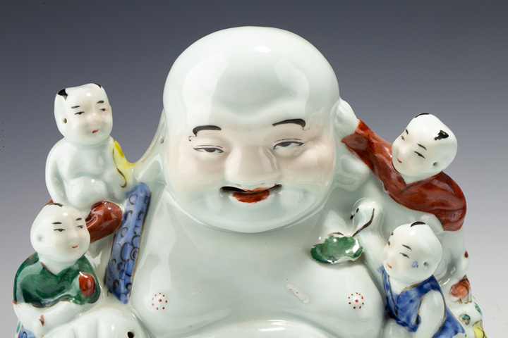 古玩陶瓷民國(guó)·粉彩五子登科彌勒佛坐像拍賣,當(dāng)前價(jià)格4536元