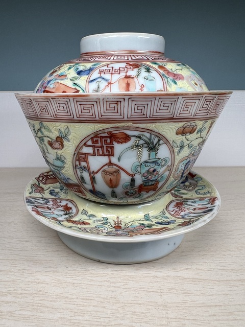 古玩陶瓷清晚期 粉彩蓋碗真品鑒賞圖