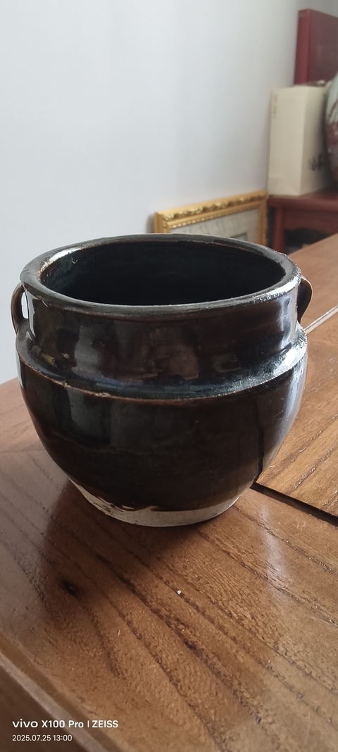 古玩陶瓷磁州窯黑釉雙系罐真品鑒賞圖