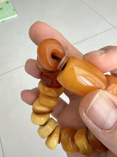 古玩玉器天然老蜜蠟手串真品鑒賞圖