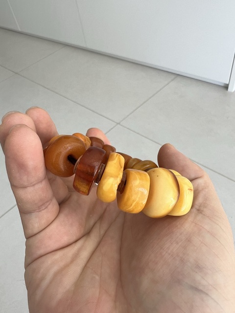 古玩玉器天然老蜜蠟手串真品鑒賞圖
