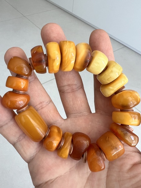 古玩玉器天然老蜜蠟手串真品鑒賞圖