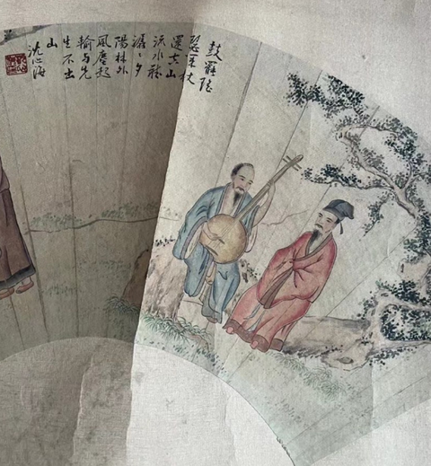 古玩字畫鼓罷瑤琴策杖真品鑒賞圖