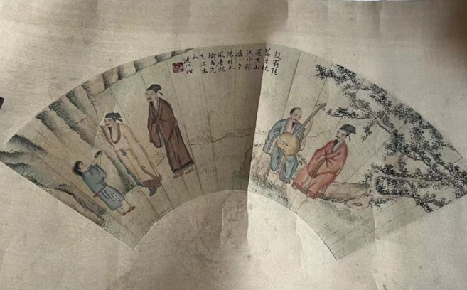 古玩字畫鼓罷瑤琴策杖真品鑒賞圖