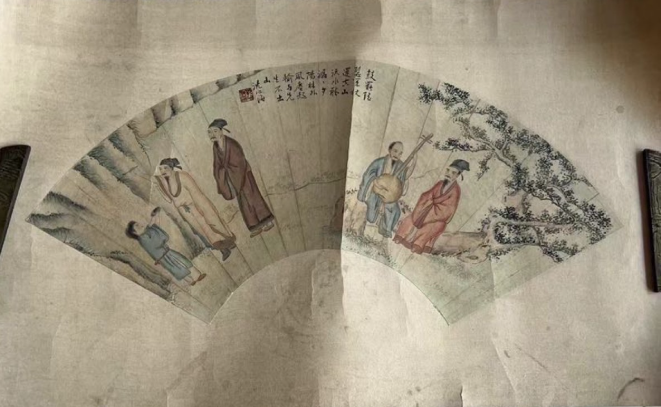 古玩字畫鼓罷瑤琴策杖真品鑒賞圖
