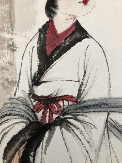 古玩字畫傅抱石款仕女圖真品鑒賞圖