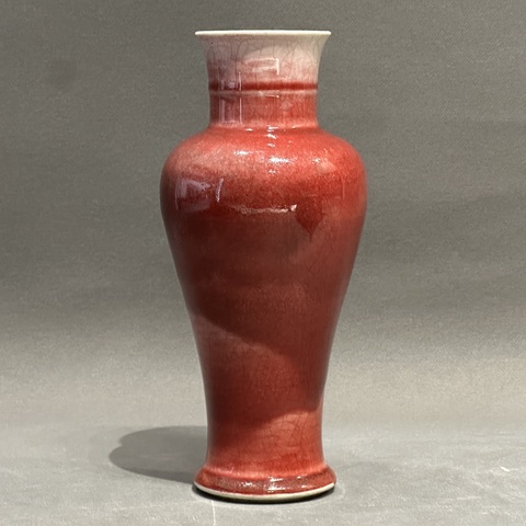 古玩陶瓷紅釉觀音瓶真品鑒賞圖