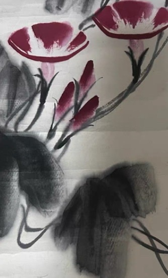 古玩字畫齊良遲喇叭花立軸真品鑒賞圖