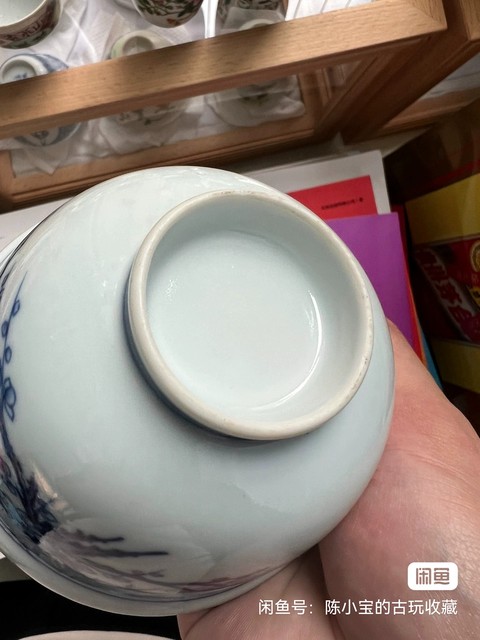 古玩陶瓷花鳥紋青花蓋碗真品鑒賞圖