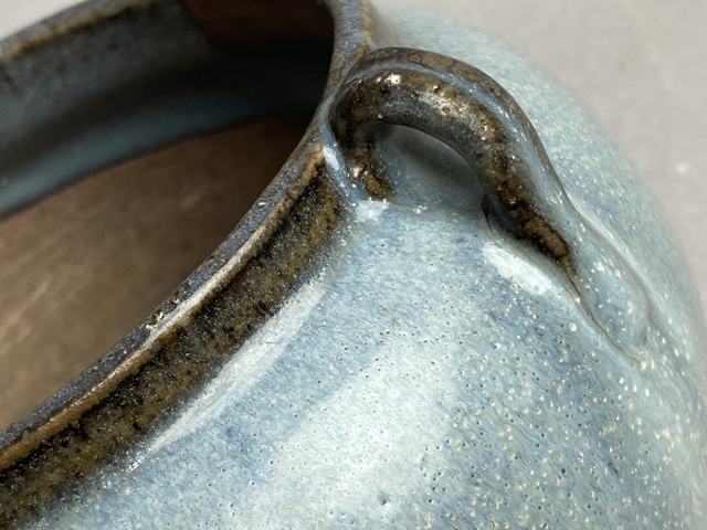 古玩陶瓷均窯天藍(lán)釉雙系罐真品鑒賞圖