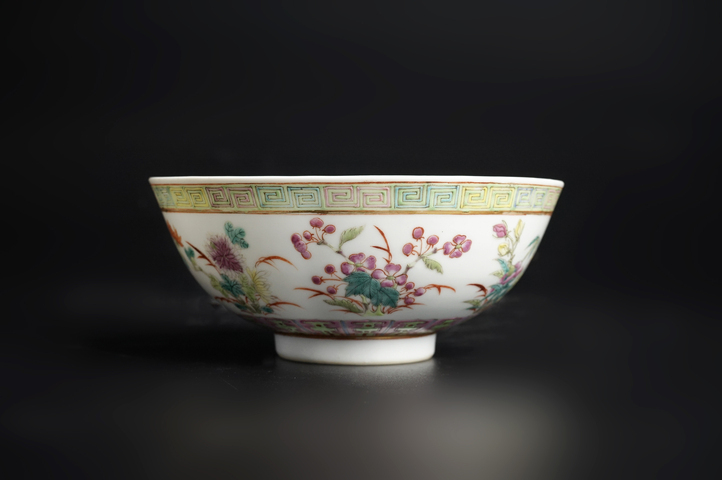 古玩陶瓷清光緒·粉彩九秋圖碗（官）真品鑒賞圖