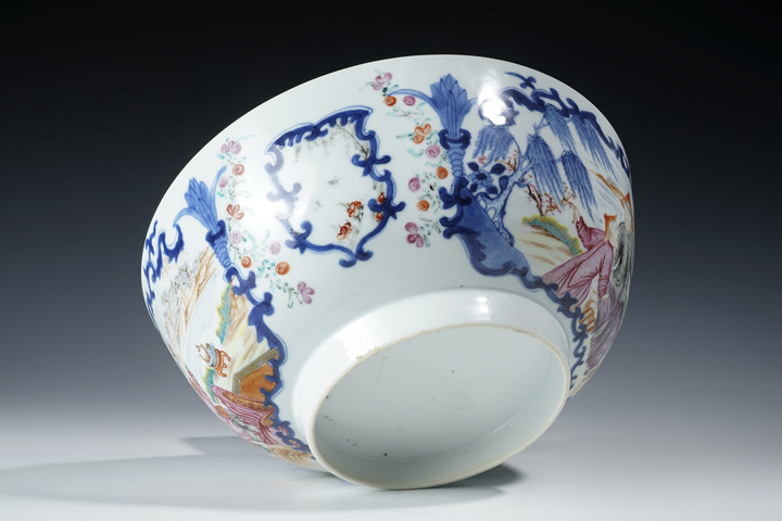 古玩陶瓷清乾隆·青花廣彩滿(mǎn)大人人物紋大碗真品鑒賞圖