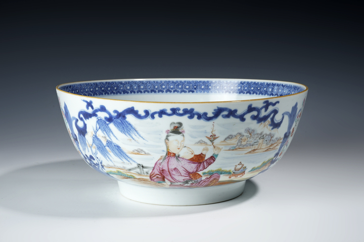 古玩陶瓷清乾隆·青花廣彩滿(mǎn)大人人物紋大碗真品鑒賞圖