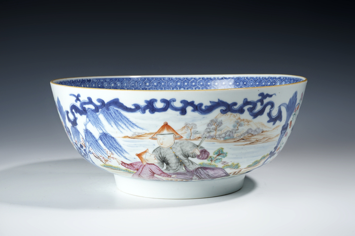 古玩陶瓷清乾隆·青花廣彩滿(mǎn)大人人物紋大碗真品鑒賞圖