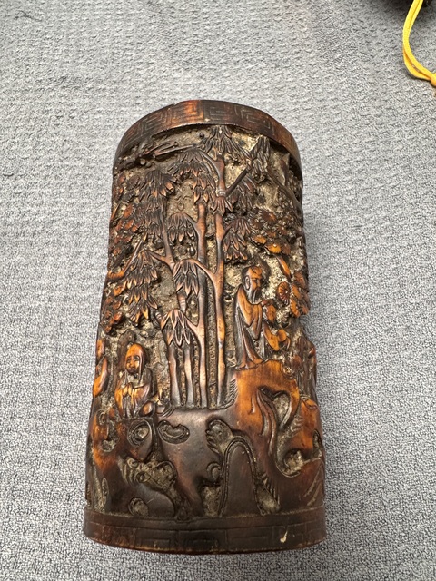古玩玉器漢白玉雕“筆筒”真品鑒賞圖