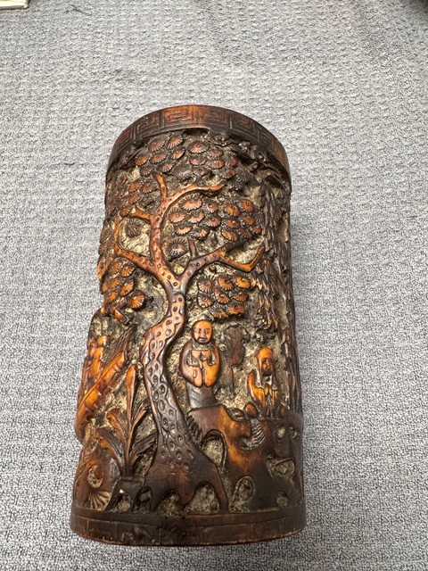 古玩玉器漢白玉雕“筆筒”真品鑒賞圖