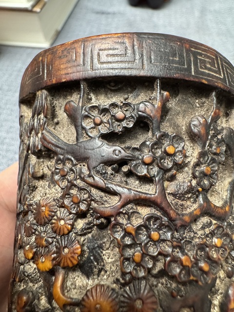 古玩玉器漢白玉雕“筆筒”真品鑒賞圖