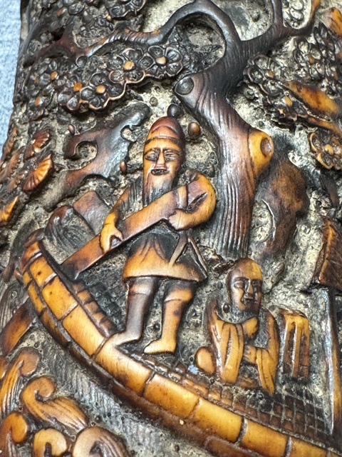 古玩玉器漢白玉雕“筆筒”真品鑒賞圖