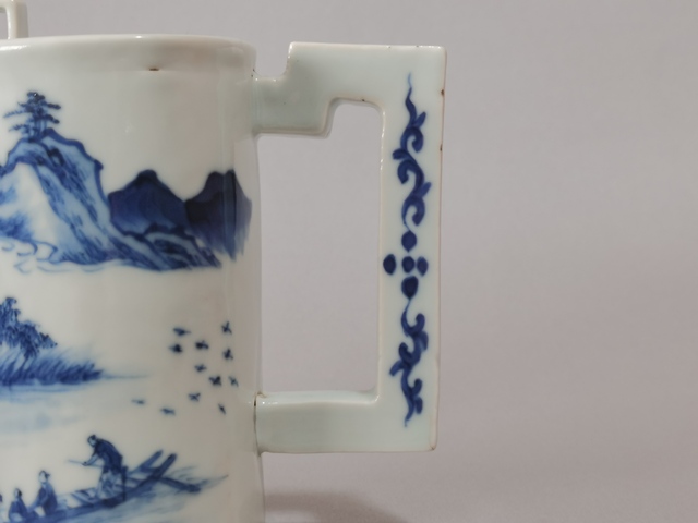 古玩陶瓷青花山水人物壽字紋雙聯(lián)壺真品鑒賞圖