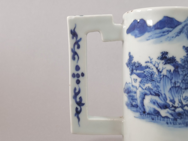 古玩陶瓷青花山水人物壽字紋雙聯(lián)壺真品鑒賞圖