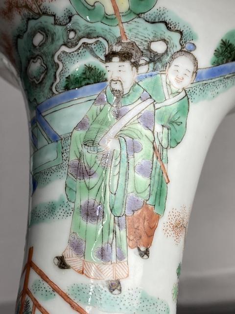 古玩陶瓷五彩人物故事紋花觚真品鑒賞圖