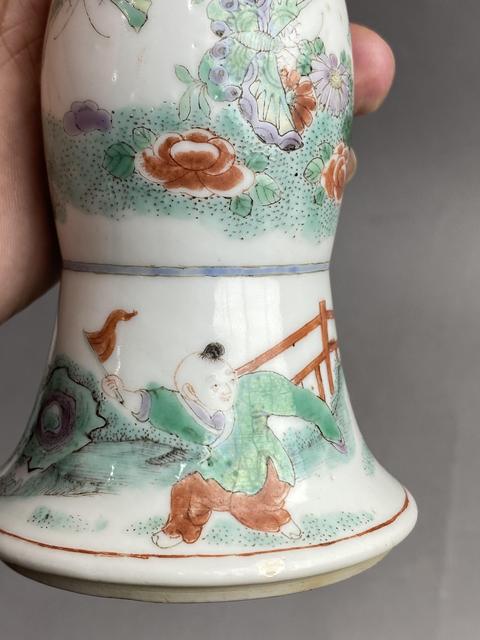 古玩陶瓷五彩人物故事紋花觚真品鑒賞圖