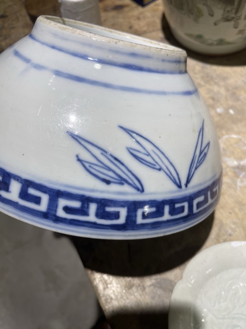 古玩陶瓷壽字紋青花碗真品鑒賞圖