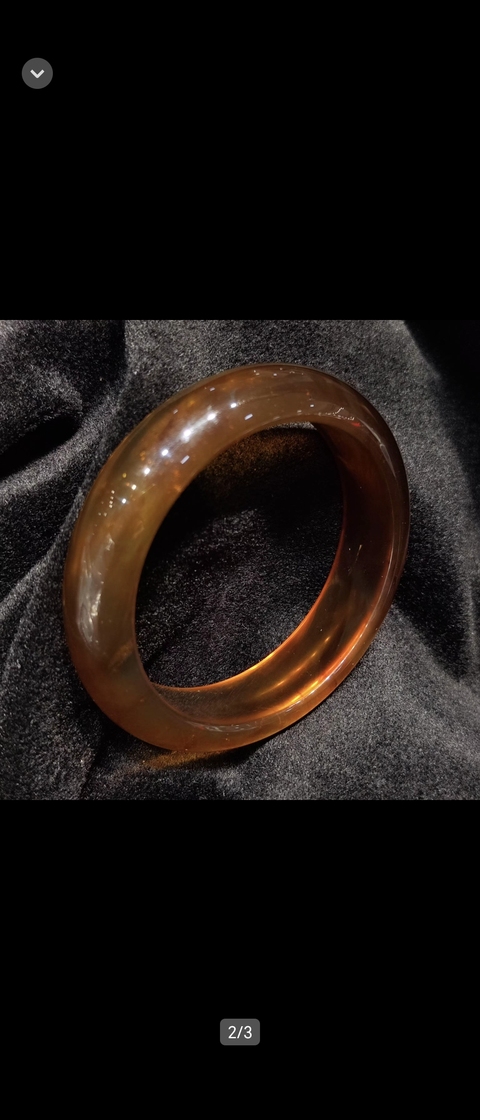 古玩玉器非天然琥珀手鐲真品鑒賞圖