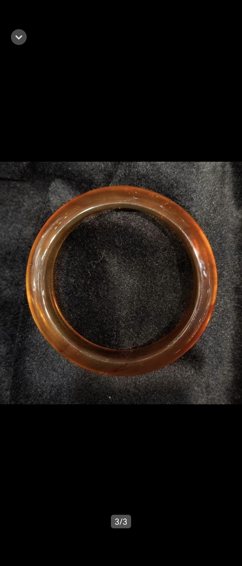 古玩玉器非天然琥珀手鐲真品鑒賞圖