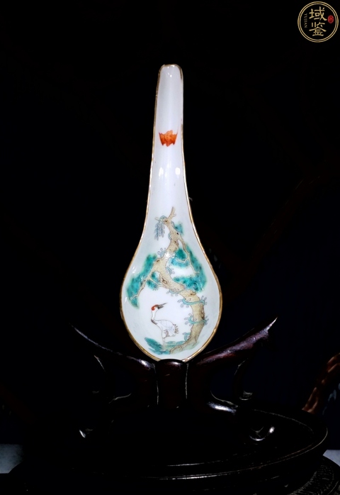 古玩陶瓷松鶴紋湯勺真品鑒賞圖